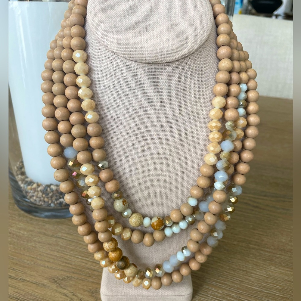 4 strand wood bead necklace